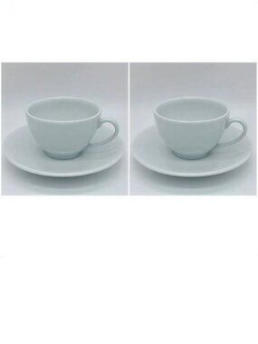 Set of 2 Vintage Apilco Tradition Porcelain Cups & Saucers for Tea Coffee